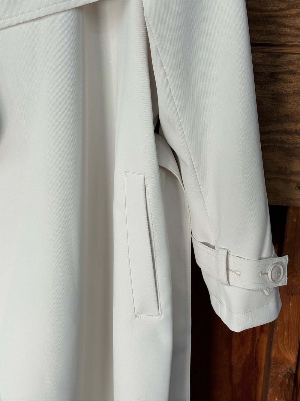 BCBGMaxAzria Cream Wrap Trench Coat with Self Tie - Picture 3 of 6